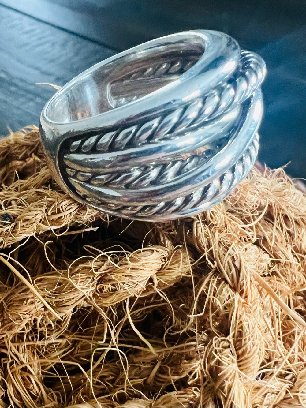 David Yurman Sterling Silver crossover Braided Dome Ring - Silver